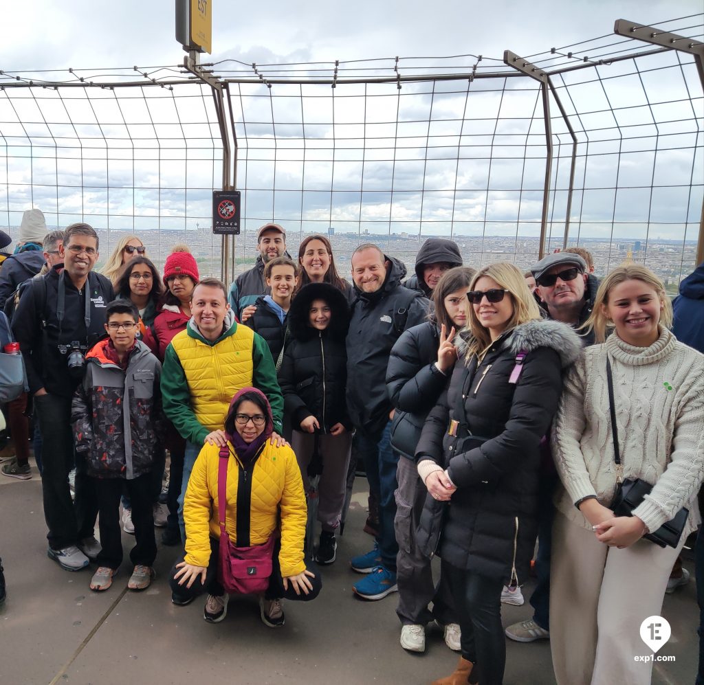 Group photo Eiffel Tower Elevator Tour on 12 April 2023 with Monika