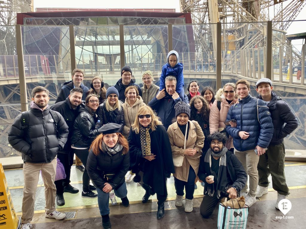 Group photo Eiffel Tower Guided Climb by Stairs on 15 April 2023 with Melanie