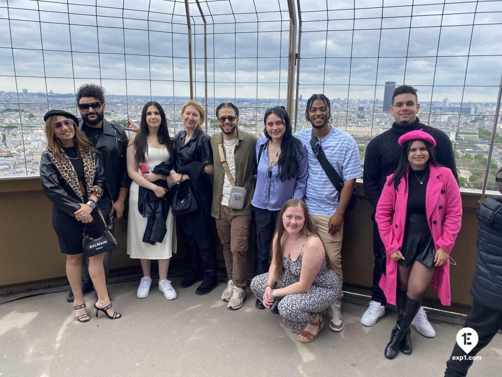 Group photo Eiffel Tower Elevator Tour on 8 May 2023 with Melanie