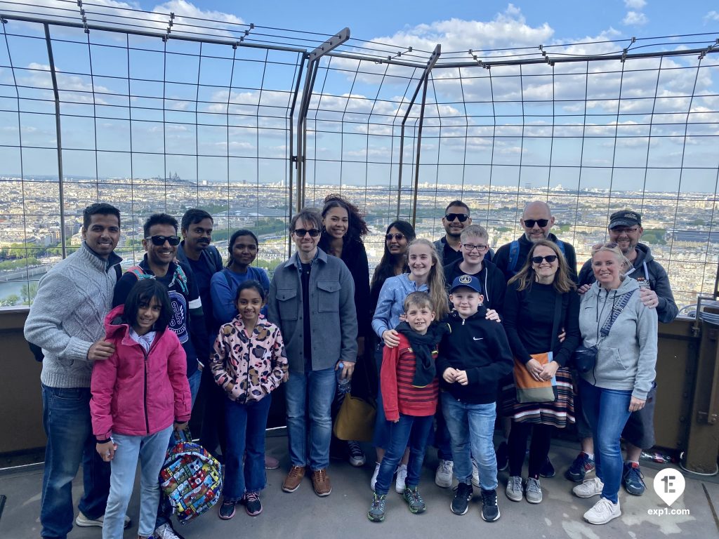 Group photo Eiffel Tower Elevator Tour on 19 May 2023 with Melanie