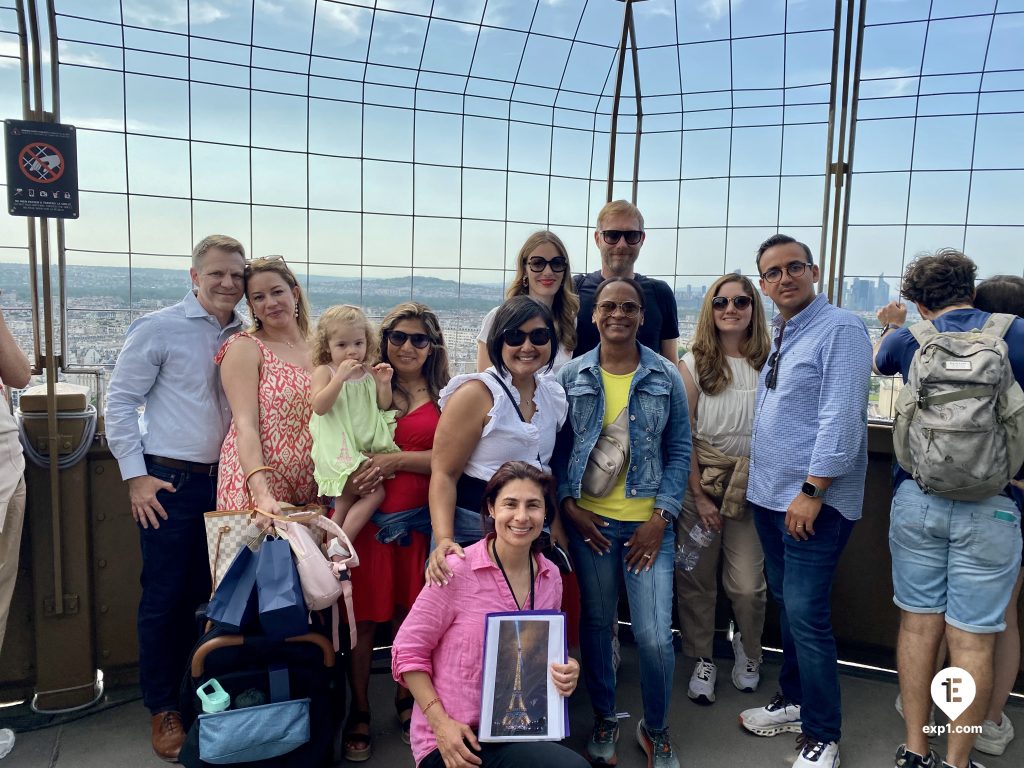 Group photo Eiffel Tower Elevator Tour on 27 May 2023 with Melanie