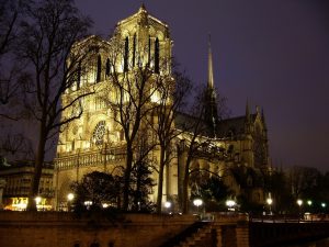 Notre Dame during the ghost tour in Paris, France