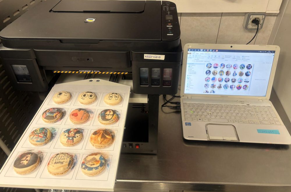 Macarons coming out of the printer