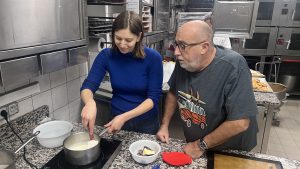 Stirring mix with spatula