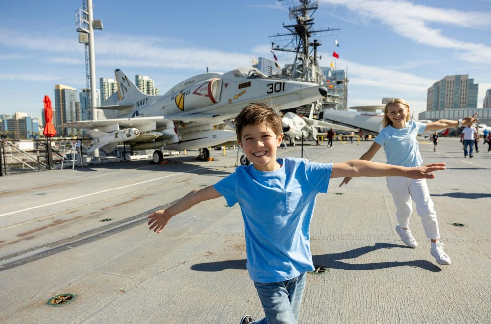 Kids playing at USS Midway Museum