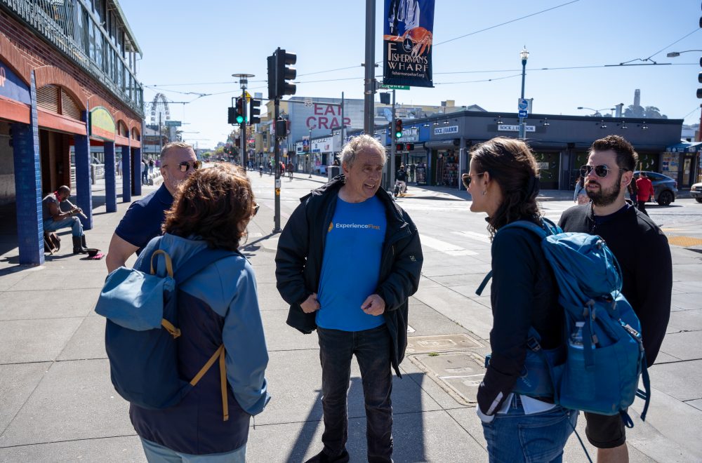 Guide explaining to group during guided tour in San Francisco